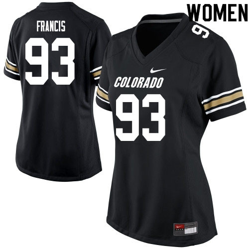 Women #93 Tyler Francis Colorado Buffaloes College Football Jerseys Sale-Black